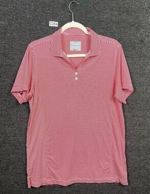 Oobe Golf Polo Shirt Mens Size L Red Striped  Short Sleeve Collared